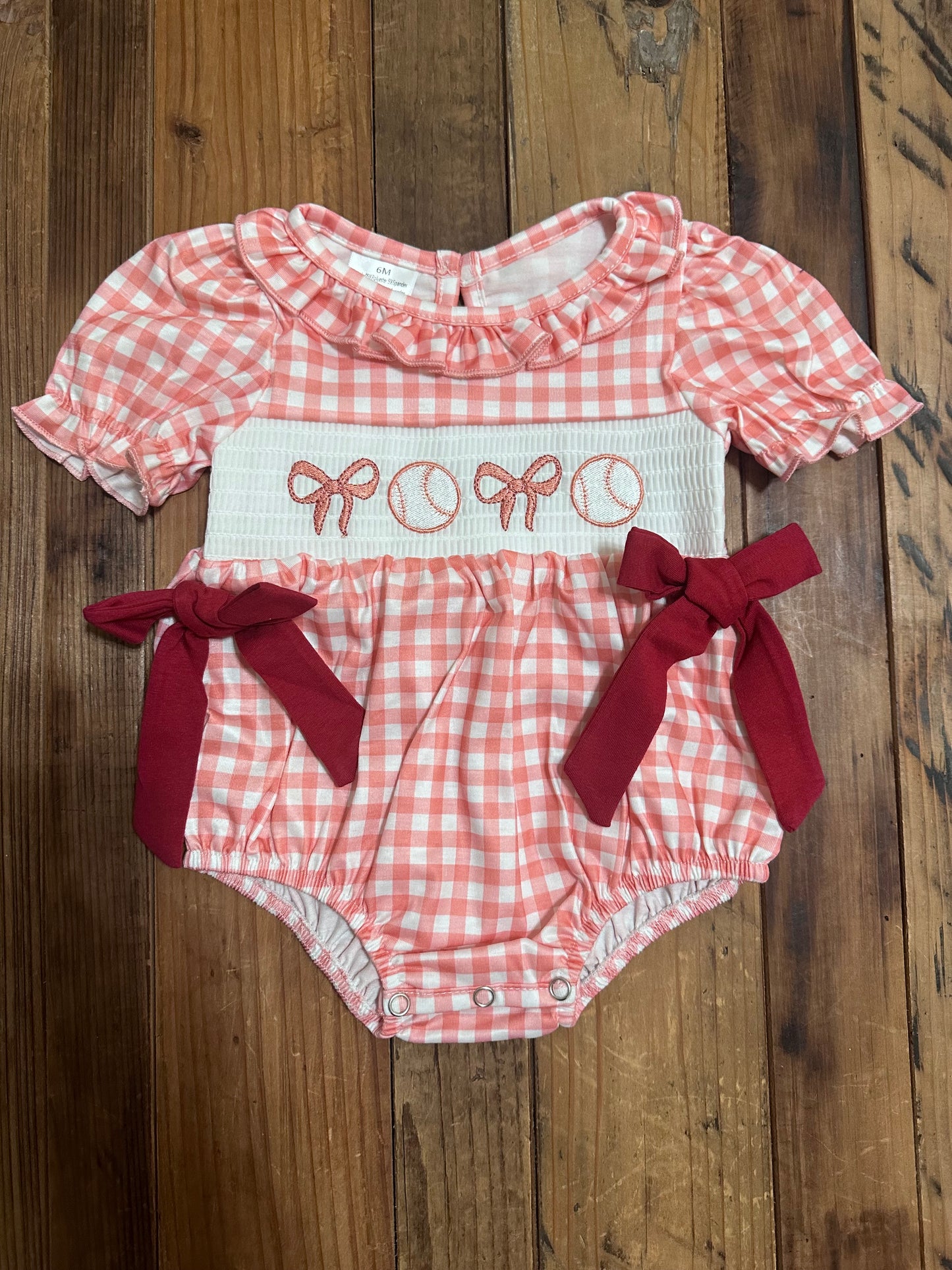 Pink Bows Baseball Romper