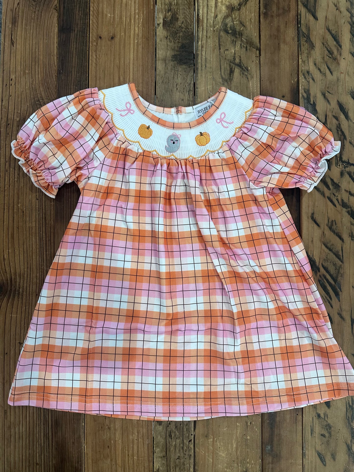 Pumpkin Bow Smocked Dress