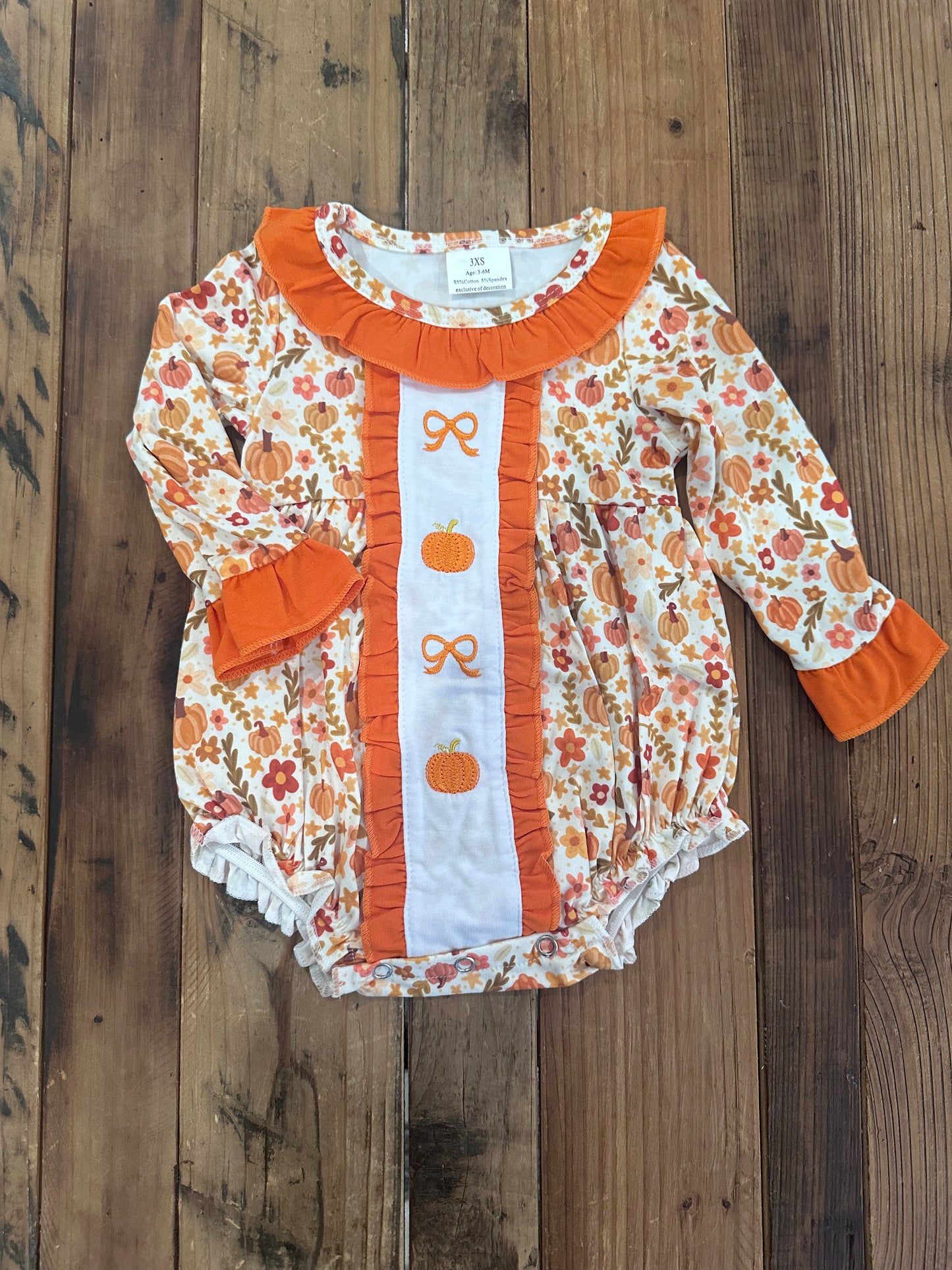 Pumpkin Bow Smocked Bubble