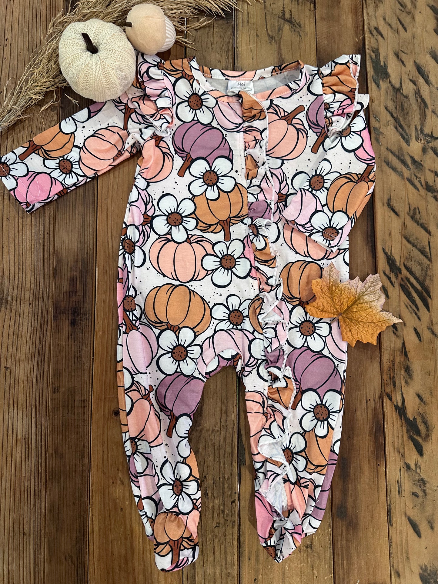 Floral Pumpkin Printed Romper