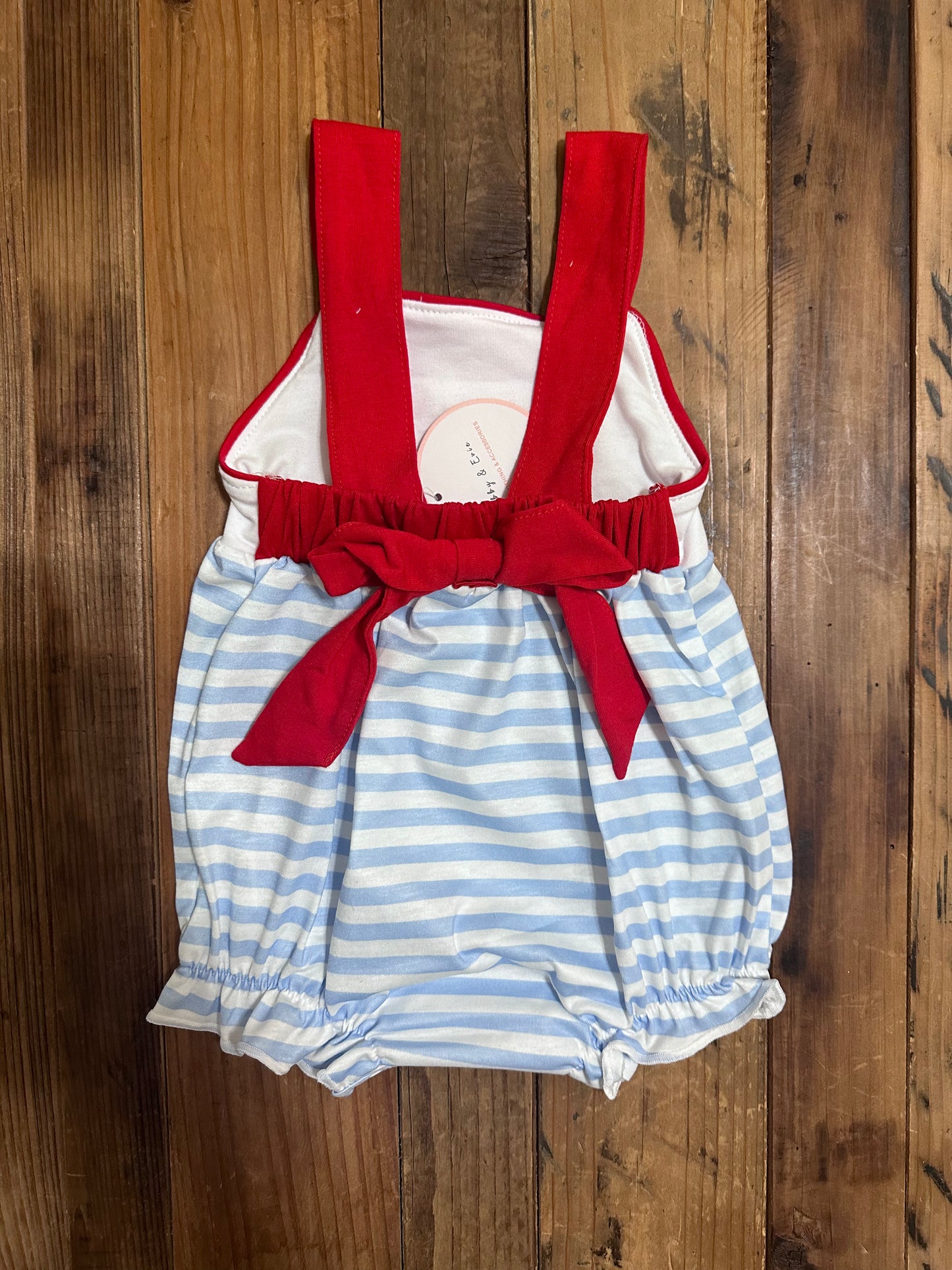 Blue Striped Girls Baseball Romper