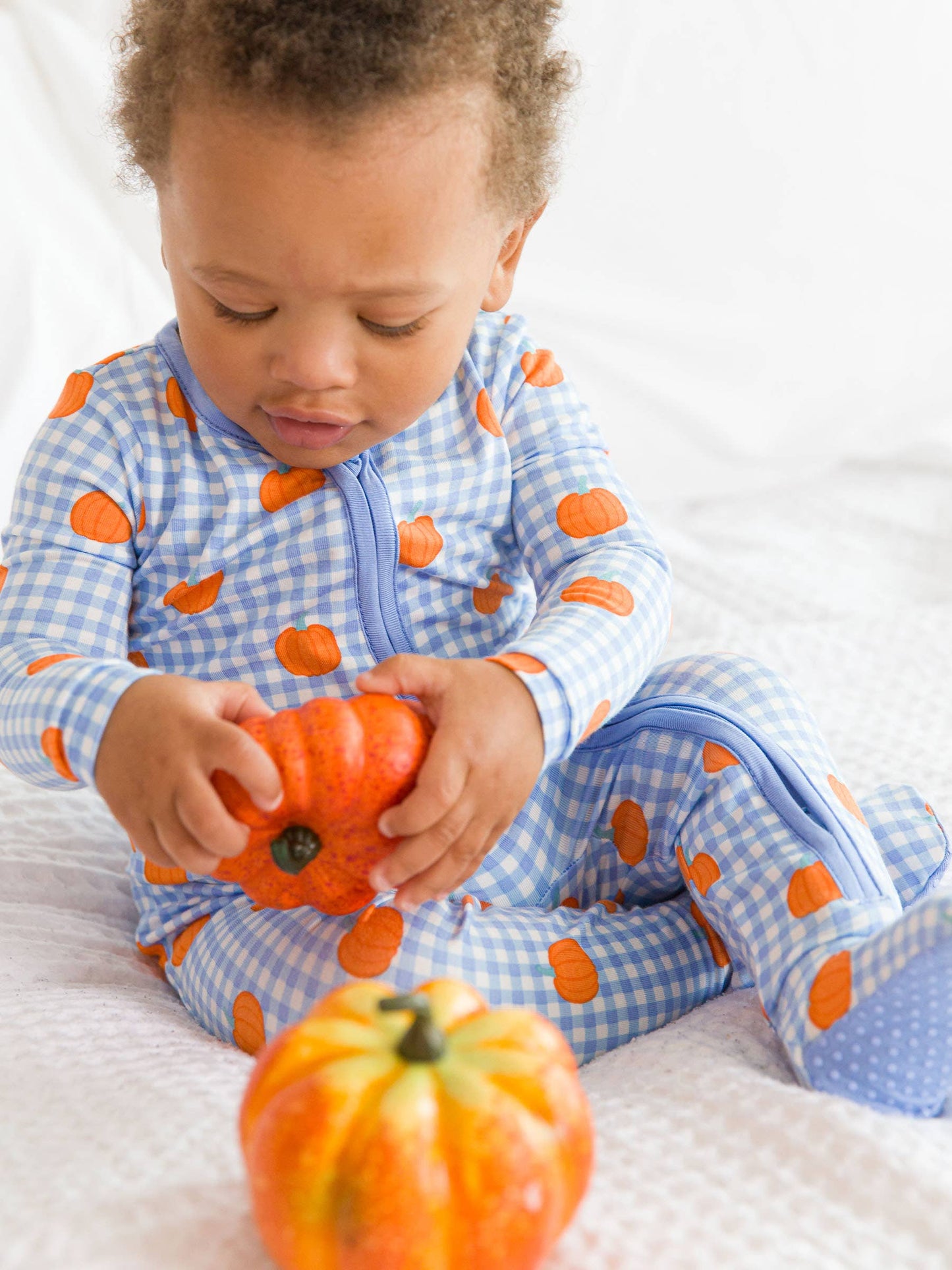 Pumpkin Patch Gingham Footed Bamboo Sleeper