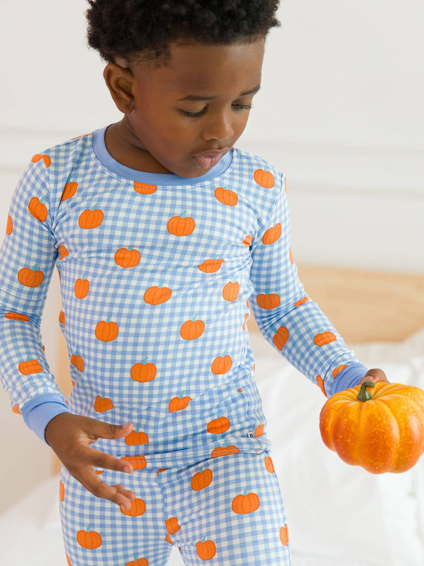 Pumpkin Patch Gingham Long Sleeve Bamboo Pajamas