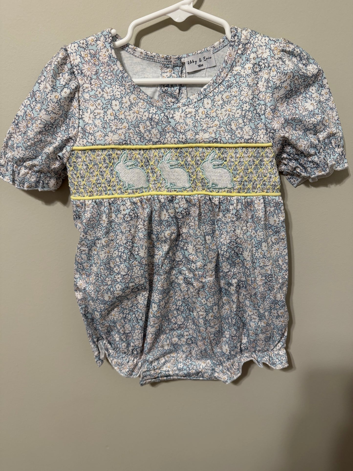 Floral Smocked Bunny Bubble
