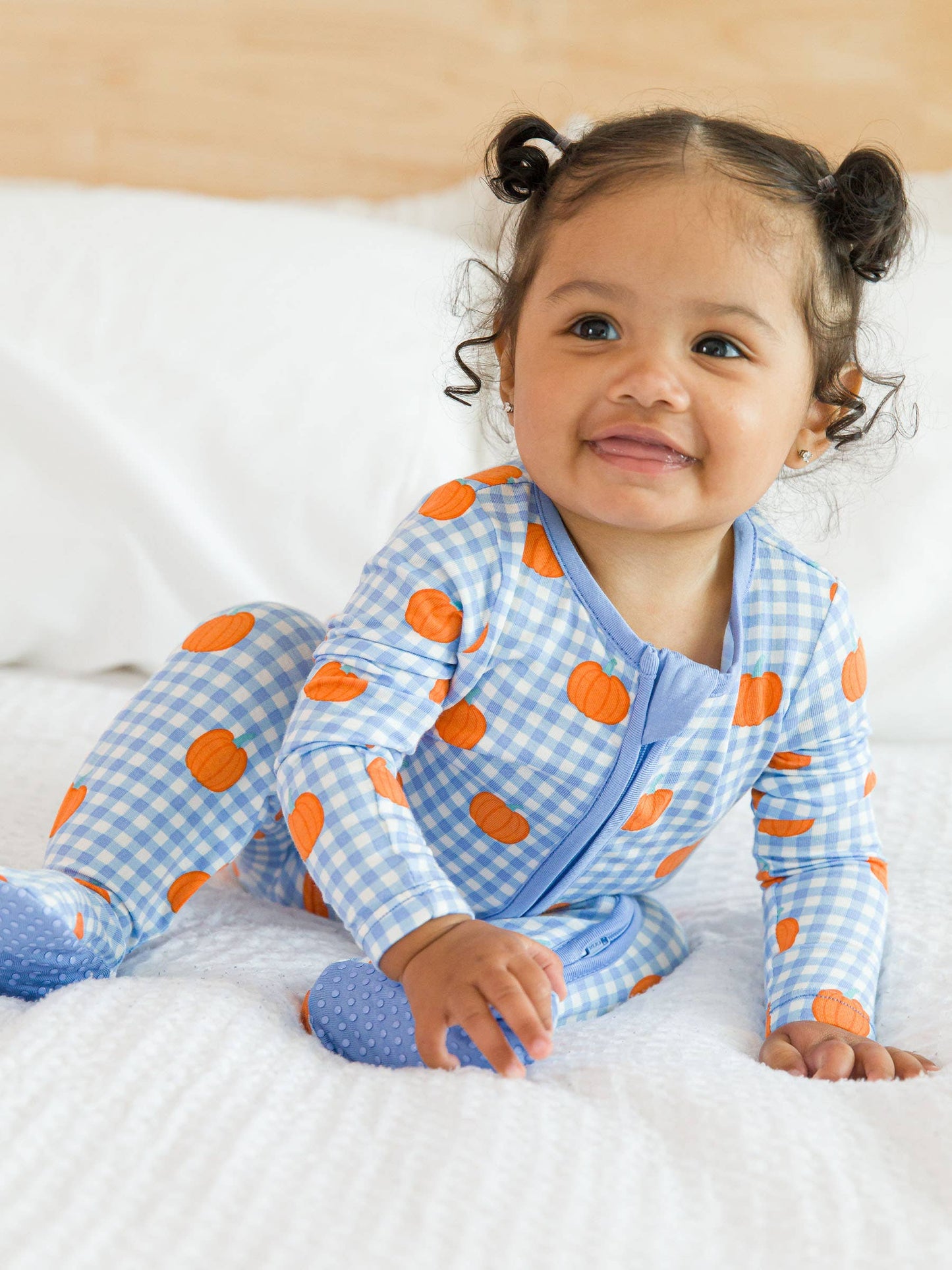 Pumpkin Patch Gingham Footed Bamboo Sleeper