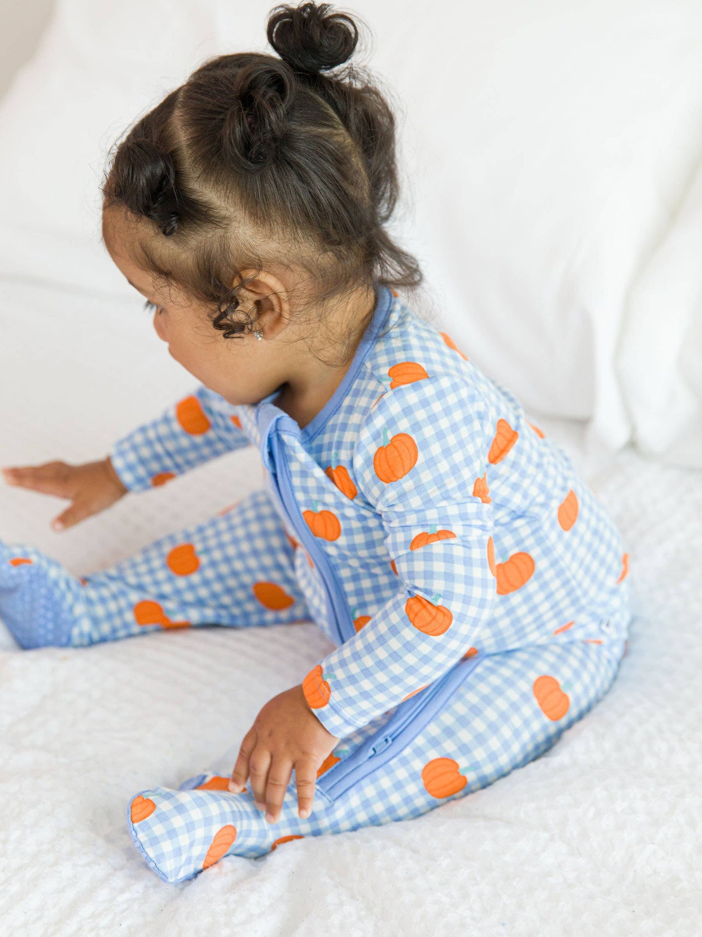 Pumpkin Patch Gingham Footed Bamboo Sleeper