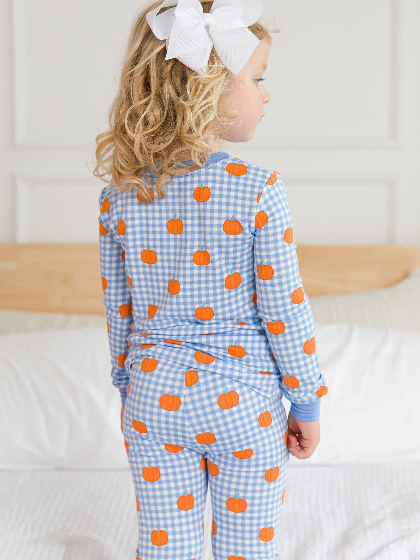 Pumpkin Patch Gingham Long Sleeve Bamboo Pajamas