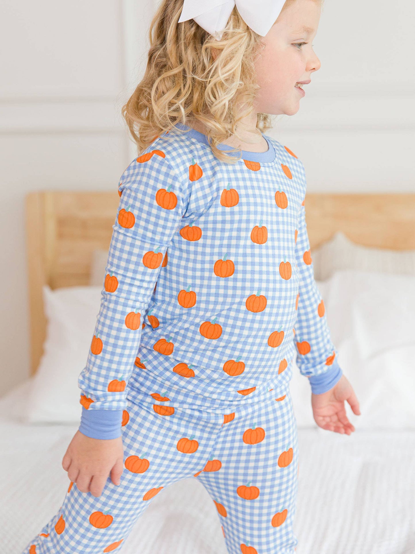 Pumpkin Patch Gingham Long Sleeve Bamboo Pajamas