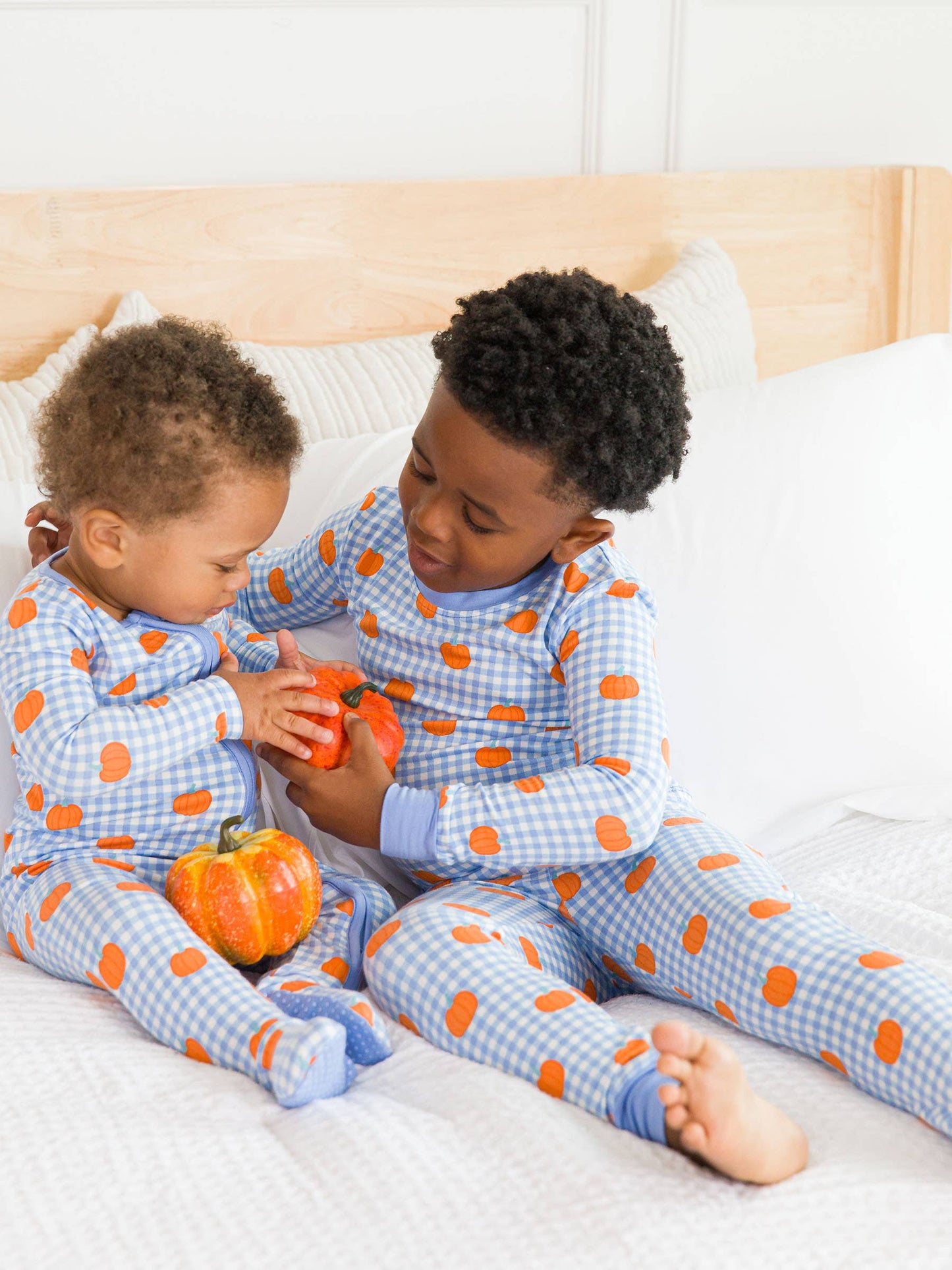 Pumpkin Patch Gingham Long Sleeve Bamboo Pajamas