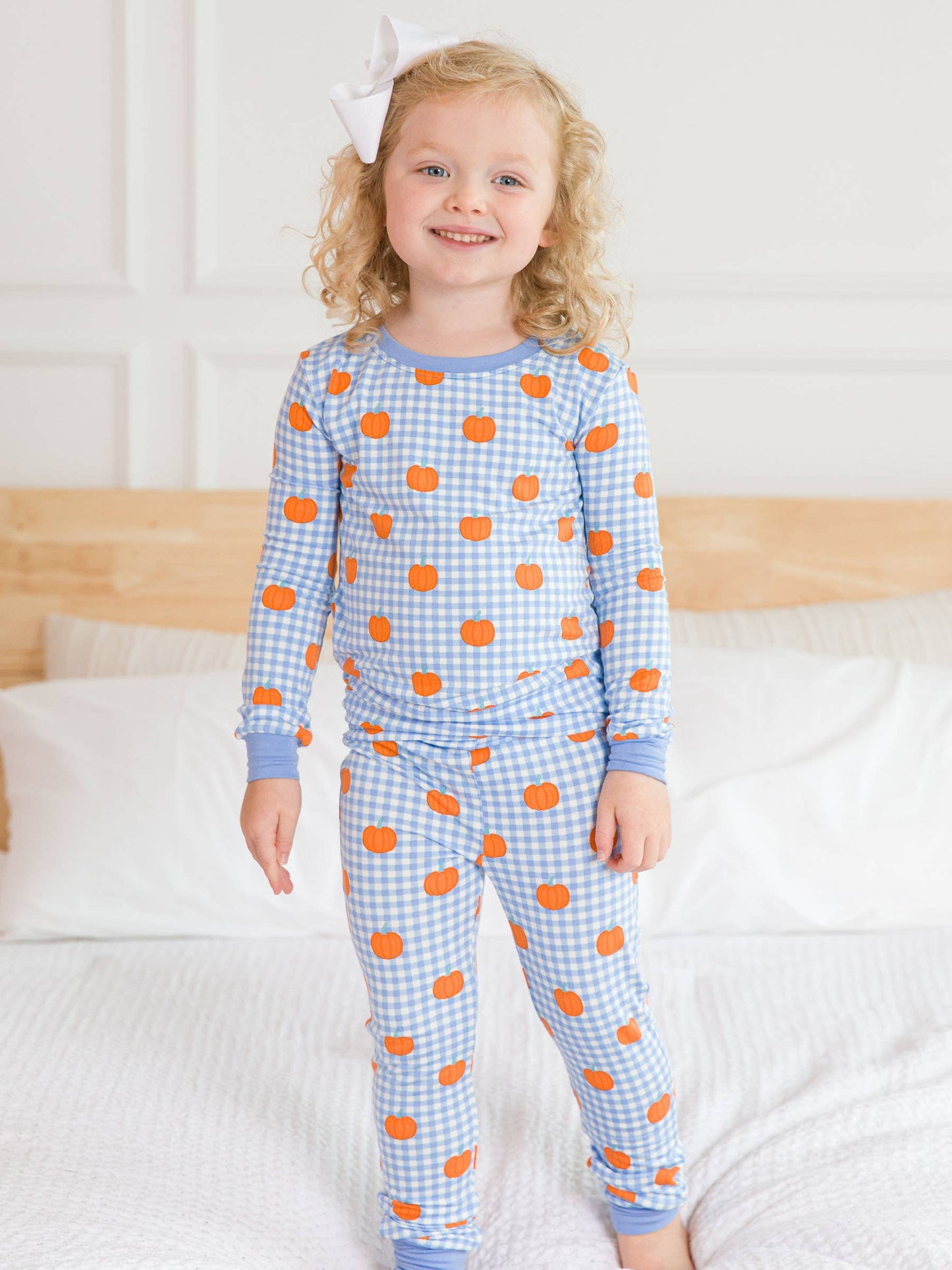 Pumpkin Patch Gingham Long Sleeve Bamboo Pajamas