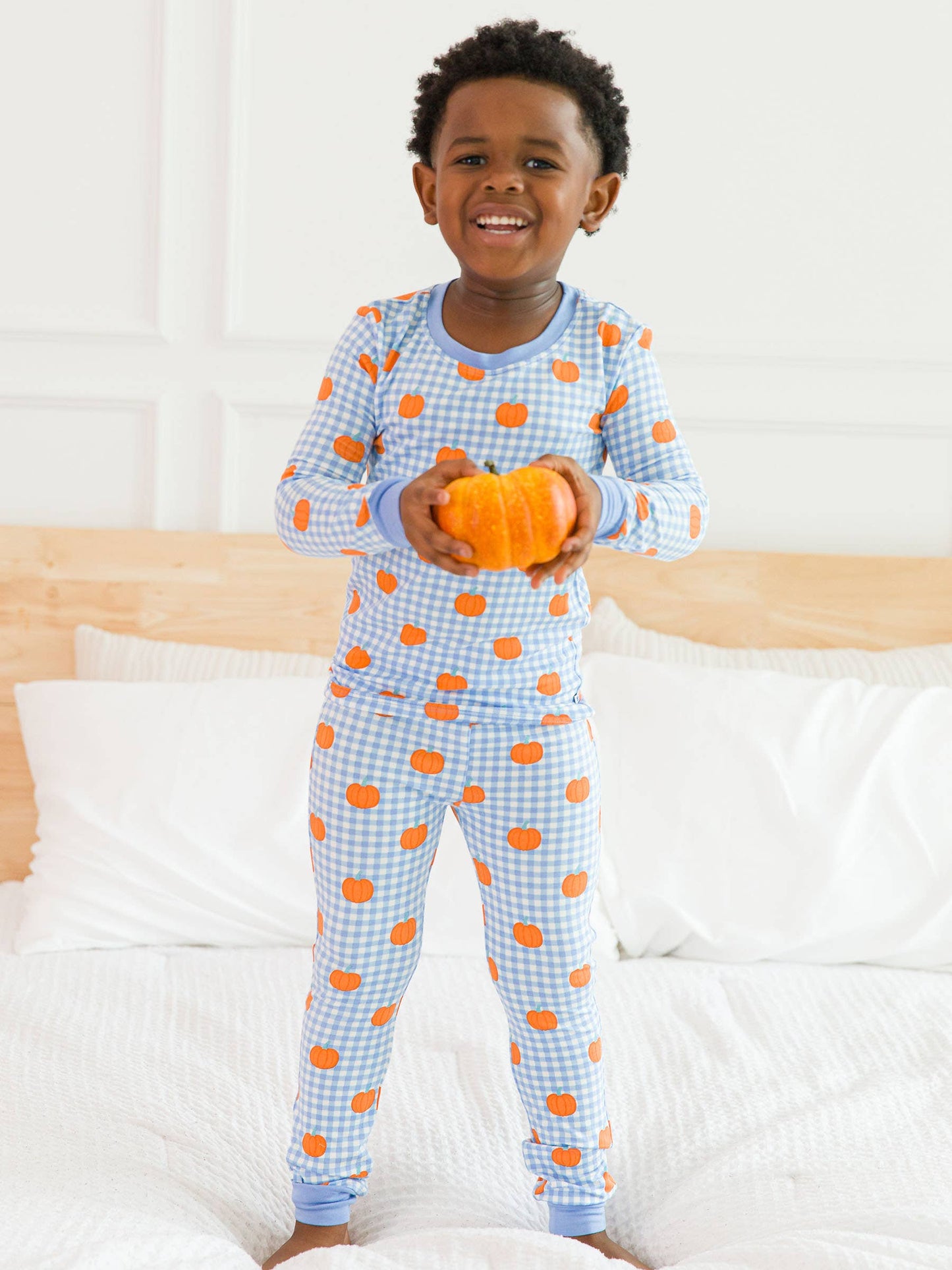 Pumpkin Patch Gingham Long Sleeve Bamboo Pajamas