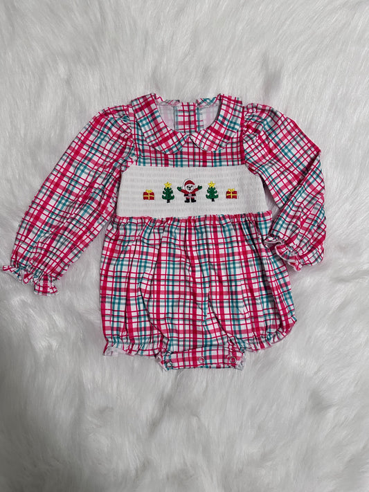 Plaid Smocked Christmas Bubble