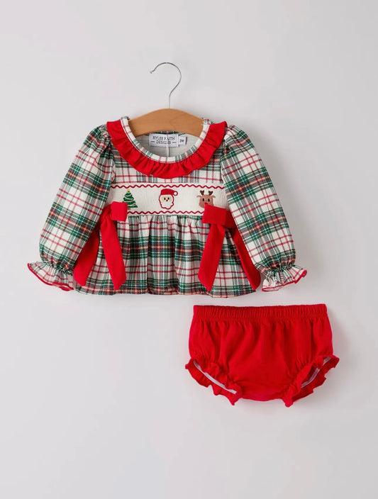 Plaid Christmas Bloomers Set