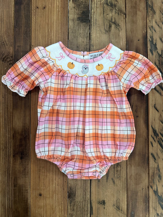 Pumpkin Bow Smocked Romper