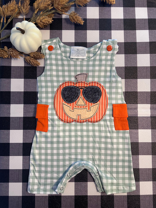 Coolest Pumpkin Checkered Romper