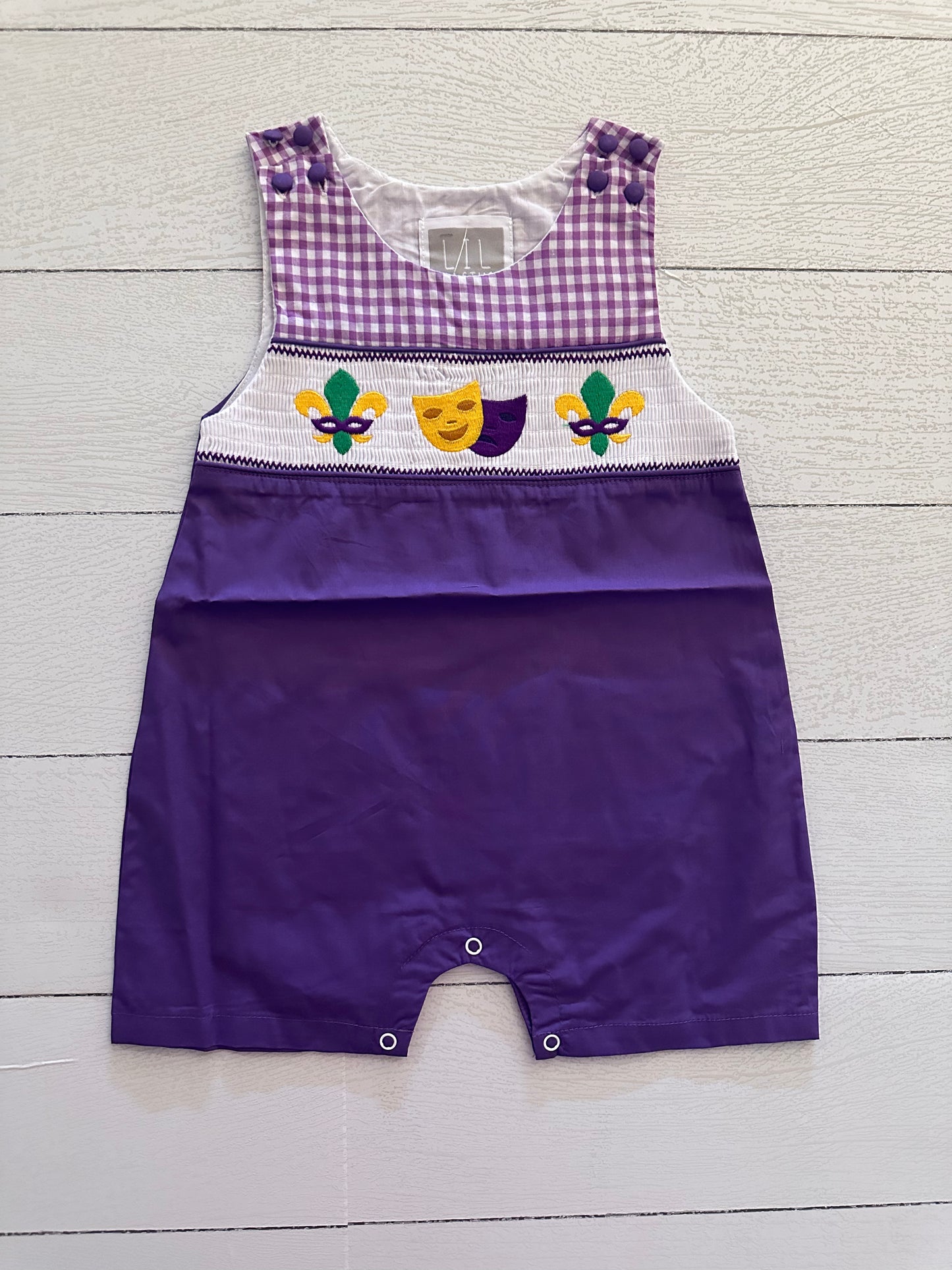 Smocked Mardi Gras Romper