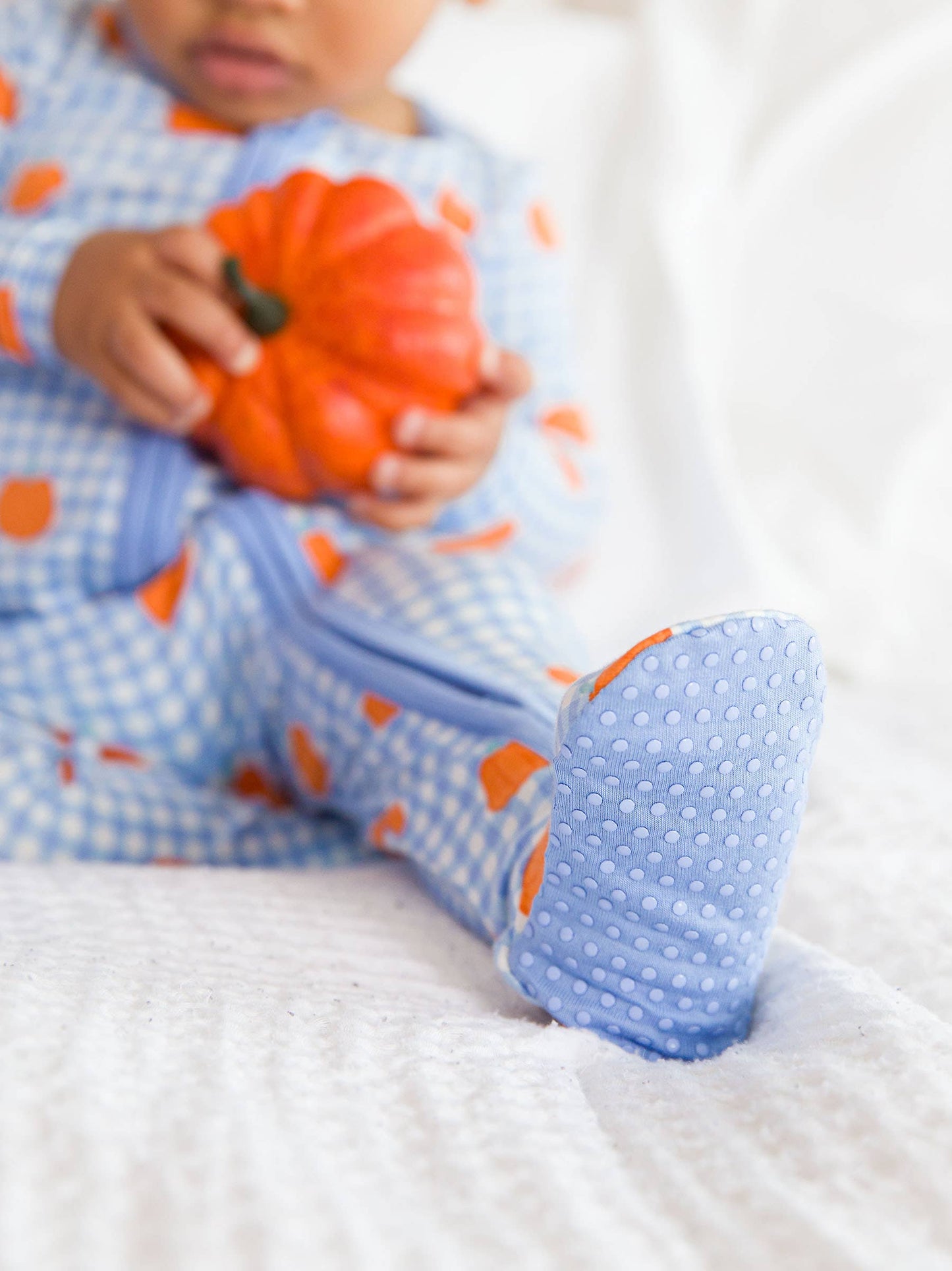 Pumpkin Patch Gingham Footed Bamboo Sleeper