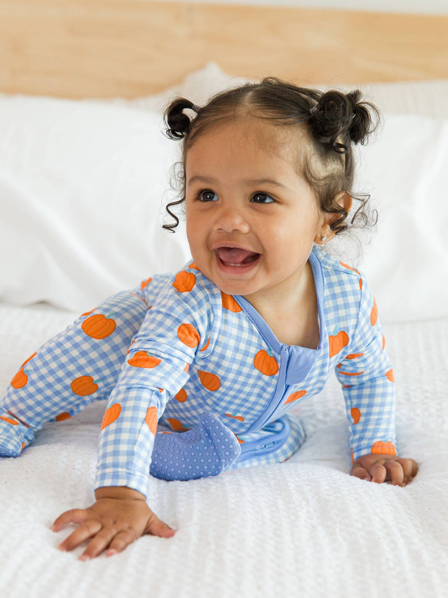 Pumpkin Patch Gingham Footed Bamboo Sleeper