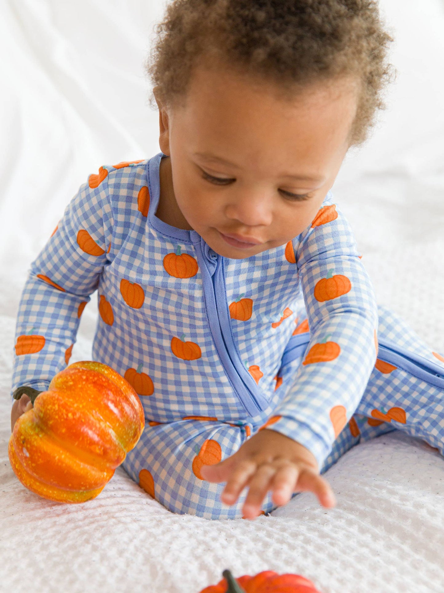 Pumpkin Patch Gingham Footed Bamboo Sleeper